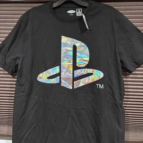 Old Navy Men PlayStation Short sleeve shirt Logo Size S/ Black - Picture 4 of 6